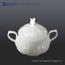 Custom Bone china Alta luminosidade Branco Plain fino cerâmica stockpot